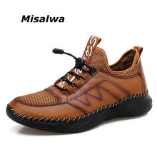 Misalwa Dropshipping 38-48 Summer Casual Shoes Men Genuine Leather Sneakers Ventilate Men Loafers Classic Handmade Men Mesh Shoe 2024 - buy cheap