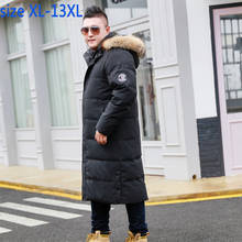 Nova moda de alta qualidade super grande masculino casual quente gola de pele grossa com capuz para baixo casaco plus size XL-10XL11XL 12xl 13xl 2024 - compre barato