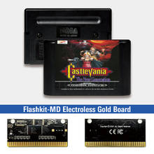 Castlevania-нового поколения-EUR ярлык Flashkit MD никелевое золото схема на основе печатной платы для Sega Genesis Megadrive игровая консоль 2024 - купить недорого