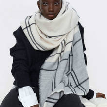 195*80 см осенне-зимний женский шерстяной клетчатый шарф, женское одеяло, кашемировые шарфы, широкая решетка, длинная шаль, теплый палантин, Прямая поставка 2024 - купить недорого