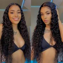 180 Density 28 Inch Curly Human Hair Wig Transparent Lace Wigs T PART Wet And Wavy Deep Wave Wig Brazilian Hair Wigs For Women 2024 - buy cheap