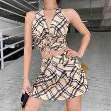 ZEBERY Casual Y2K Checkered Pleated Skirt Women Plaid High Waisted Mini Skirts Ladies Korean Preppy Style Streetwear Summer 2024 - buy cheap