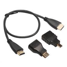 0.5 Meters Portable Size 3 in 1 Multifunctional  Male to Male Cable + Micro HDMI-compatible Adaptor+ Mini  Adapter Cable 2024 - buy cheap