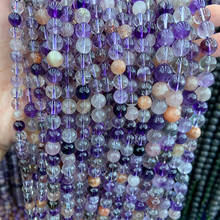 Cuentas de cristal redondas de 15 "para fabricación de joyas, abalorios de cuarzo para hacer pulseras y collares, color morado, Natural, 4-9mm 2024 - compra barato