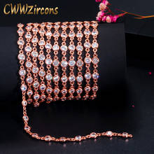 Цепочка на браслет CWWZircons из розового золота с круглым кубическим цирконием ручной работы, 1 метр, аксессуары для самостоятельного изготовления ювелирных украшений, D003 2024 - купить недорого