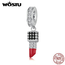 WOSTU 925 Sterling Silver Fashion Lipstick Charms Fit Original Bracelet Pendant Zircon Beads Wedding Party Jewelry Gift CQC1392 2024 - buy cheap