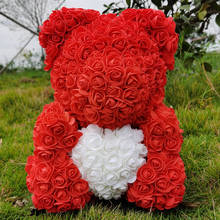 Розовый Мишка, 40 см, розовый Мишка с сердечками, искусственный цветок, украшение, подарок на день Святого Валентина 2024 - купить недорого