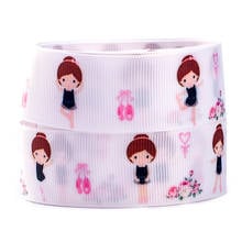 10yards different sizes cute dacing girl ribbon printed grosgrain cartoon ribbon 2024 - buy cheap