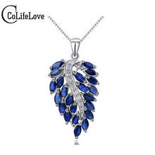 Luxurious Natural Sapphire Pendant Solid 925 Silver Leaf Pendant Sterling Sapphire Pendant Perfect Birthday Gift for Girlfriend 2024 - buy cheap
