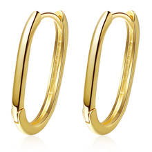 Simple Big Geometric Korean Fashion Oval Silver Color Hoop Earrings For Women Trendy Huggie Large Glitter Jewelry Gifts 2024 - buy cheap