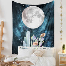 Galaxy Moon Psychedelic Tapestry Wall Hanging Bohemian Cactus Sunset Hippie Tapiz Wall Decor Bedroom Home Dorm Blanket Carpets 2024 - buy cheap