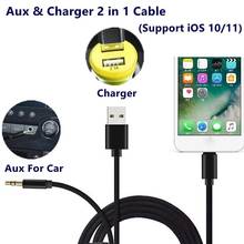 Adaptador 2 en 1 para cargador USB 8/7 plus + adaptador de conector de auriculares de 3,5mm, Cable de Audio auxiliar, altavoz para iphone X, XS, XR 2024 - compra barato