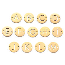 26pcs/lot Stainless Steel 12mm Gold Color Alphabet Form A-Z DIY Initials Charms Connectors Two Holes for Jewelry Making 2024 - buy cheap