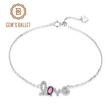 Pulseira de balé natural com rodolita, bracelete com ajuste de prata esterlina 925 para mulheres, joias finas 2024 - compre barato
