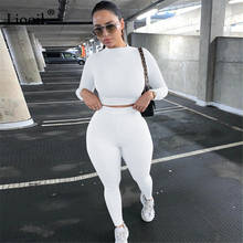 Liooil Two Piece Tight Set Outfits Tracksuit Women T Shirt Tops And Legging Pants Long Sleeve Sexy Jogger Bodycon Suit Sets 2024 - buy cheap