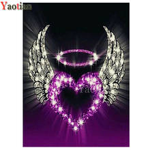 Алмазная 5D картина «сделай сам», вышивка крестиком в виде крыльев Ангела, сердца, стразы, подарок на день Святого Валентина 2024 - купить недорого