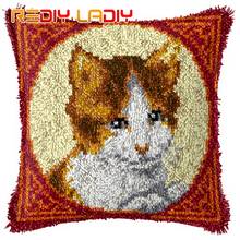 Latch Hook animales funda de cojín con búho ganchillo funda de almohada de hilo impreso lienzo Crochet artes y artesanías 43x43cm almohada para sofá cama 2024 - compra barato