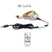 Tira de luces LED RGB USB WS2812B, cinta de píxeles direccionable, control remoto de 14 teclas para la parte trasera de la TV, lámpara debajo del gabinete, DC5V, 1m/2m/3m/4m/5m 2024 - compra barato