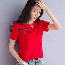 Poleras Mujer De Moda New 2022 Print Hole T Shirt Women Clothes Summer Tops Cotton Korean T-Shirt Female Casual Tee Shirt Femme 2024 - buy cheap