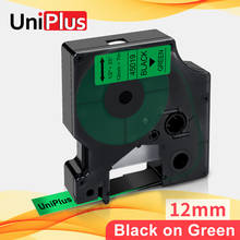 UniPlus 12mm Label Maker for Dymo 45019 Black on Green Dymo D1 Label Writer LM420P LM210D Printer Ribbon Strong Adhesive Tapes 2024 - buy cheap