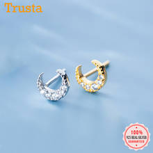 Trustdavis-pendientes minimalistas auténticos de Plata de Ley 925 para mujer, Mini Luna, CZ, joyería de plata de ley DA899 2024 - compra barato