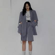 JuneRain Casual Blazers Sets Women Korean Fashion Thin Loose Cotton Female Suits Two Piece Blazers Coat+Pants Shorts StreetWear 2024 - buy cheap