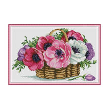 Um cesta de flores bordadas com miçangas, pintura em formato especial com strass para ponto cruz imagens mosaico de imagens 5d 2024 - compre barato
