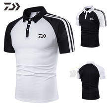 Мужская футболка Daiwa с коротким рукавом, футболка поло для рыбалки, летняя спортивная полосатая футболка, Мужская быстросохнущая одежда для рыбалки на открытом воздухе 2024 - купить недорого