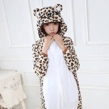 Kigurumi Leopard Bear Pajama Adult Animal Onesie Women Men Couple 2020 Winter Pajamas Suit Sleepwear Flannel Pijamas 2024 - buy cheap