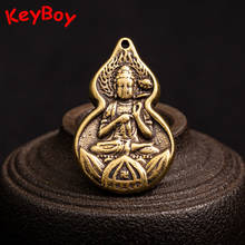 Cobre antigo guan yin buddha tag pingentes para colar chaveiro abençoado por monges templo de bronze puro carro pendurado chaveiro jóias 2024 - compre barato