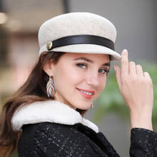 Новая модная шерстяная фетровая шапка для женщин, теплая шерстяная зимняя шапка, берет с козырьком, кепка газетчика, бежевая, черная, верблюжья, повседневная женская шапка с плоским верхом 2024 - купить недорого