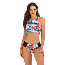 Conjunto de Bikini para mujer, traje de baño de entrenamiento atlético, ropa de baño con estampado dividido, Top deportivo de dos piezas, 2XL 2024 - compra barato