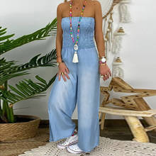 Модный женский мешковатый джинсовый комбинезон с перекрестными краями специальные джинсовые комбинезоны полная длина однотонный Свободный Повседневный комбинезон на подтяжках # T1G 2024 - купить недорого