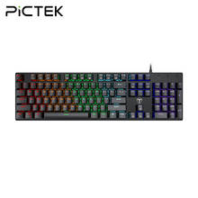 PICTEK-Teclado mecánico PC305 para Gaming, dispositivo de tamaño completo, ultrafino, con cable USB, para Windows, Mac y PC 2024 - compra barato