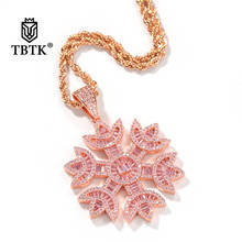 TBTK Fashion Women Baguette Pink Snowflake Shape Pendant Necklace Rose Gold Iced Bling Bling Cubic Zirconia Hiphop Jewelry 2024 - buy cheap