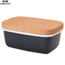 Enamel Butter Box Dish Fruit Preserve Storage Box New Butter Container With Wooden Lid Cover Kitchen Accessories 2024 - buy cheap