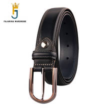 Fajrina-Cinturón de cuero de vaca auténtico para hombre, cinturón Retro azul de buena calidad, Jeans de 3,6 cm de ancho, N17FJ952 2024 - compra barato