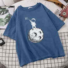Hi Space Universe Astronaut Beautiful Printing T-Shirts Woman Round Neck Tops Fashion Cool T Shirt Short Sleeved Female T-Shirts 2024 - buy cheap
