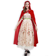 Hhalloween fantasia de halloween, traje longo com capuz, manto, bruxa, medieval, vermelho, xale, de chapeuzinho vermelho, traje de menina 2024 - compre barato