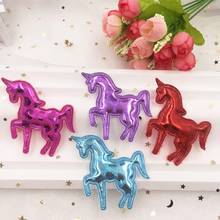 10pcs Glitter Padded Fabric Leather Colorful Unicorn Applique Making Children Hair Clip Accessories DIY Craft Supplies 2024 - buy cheap