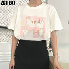 Camiseta feminina com estampa de gato, camiseta de manga curta vintage punk para mulheres 2024 - compre barato