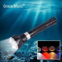 Profissional ip68 mergulho lanterna 5-mode poderoso 10w led mergulho luz à prova dwaterproof água super brilhante uv/vermelho/branco mergulho tocha 2024 - compre barato