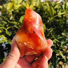 Red agate crystal flame natural Carnelian quartz torch gemstone free form crystals healing Reiki home decor 2024 - buy cheap