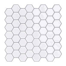 Pegatina de vinilo blanco hexagonal, papel tapiz autoadhesivo, revestimiento 3D y pegatina contra salpicaduras, azulejos cuadrados de pared para cocina y baño-1 hoja 2024 - compra barato