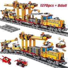 1270pcs  City MOC technical Electric Freight Train Building Blocks Battery Power Railway track set Bricks Toys For Children 2024 - buy cheap
