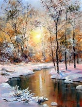 C11093 scenery snow sunset cross stitch Oil painting girl  11/ 14ct /16/28/27CT cloth cotton thread embroidery DIY handmade 2024 - buy cheap