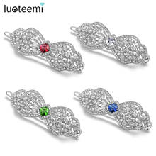 LUOTEEMI Delicado Mujeres Niñas Horquillas 4 Colores AAA Cubic Zirconia del Oro Blanco Colores Del Arco-nudo Pinza de Pelo de Las Mujeres joyería 2024 - compra barato