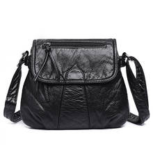 Модная женская сумка из мягкой искусственной кожи, сумка через плечо, многослойная Сумка через плечо, качественная маленькая сумка, брендовая черная сумочка, кошелек WH76 2024 - купить недорого
