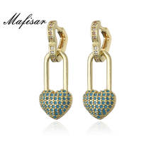 Mafisar-pendientes colgantes con diseño de doble corazón para mujer y niña, aretes de boda de Color dorado, joyería de compromiso CZ 2024 - compra barato