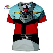 Mazinger z camiseta masculina e feminina de anime, camiseta com estampa 3d, gola redonda, harajuku, casual, hip hop, manga curta, verão 1975 2024 - compre barato